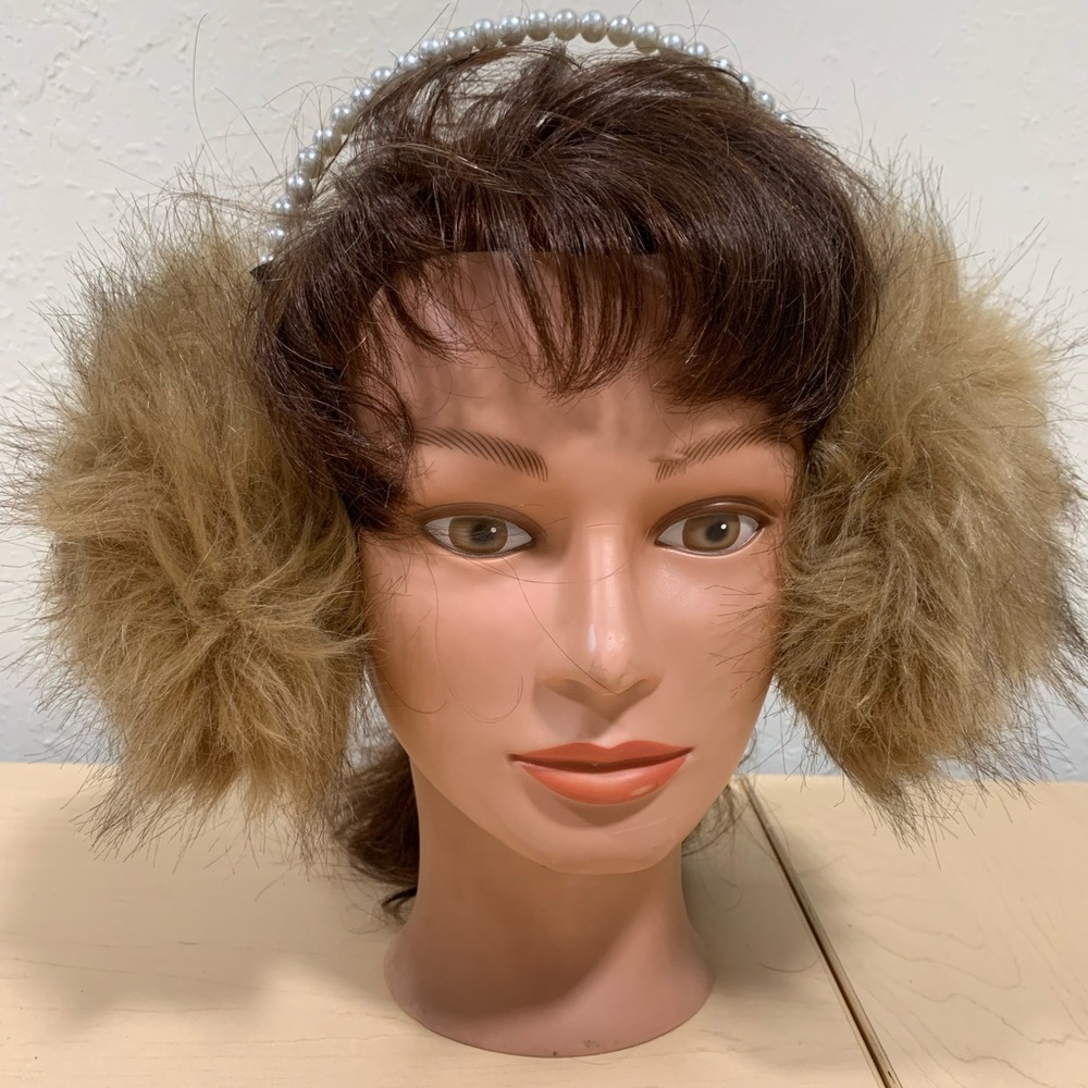 Faux fur and pearl ear muffs
